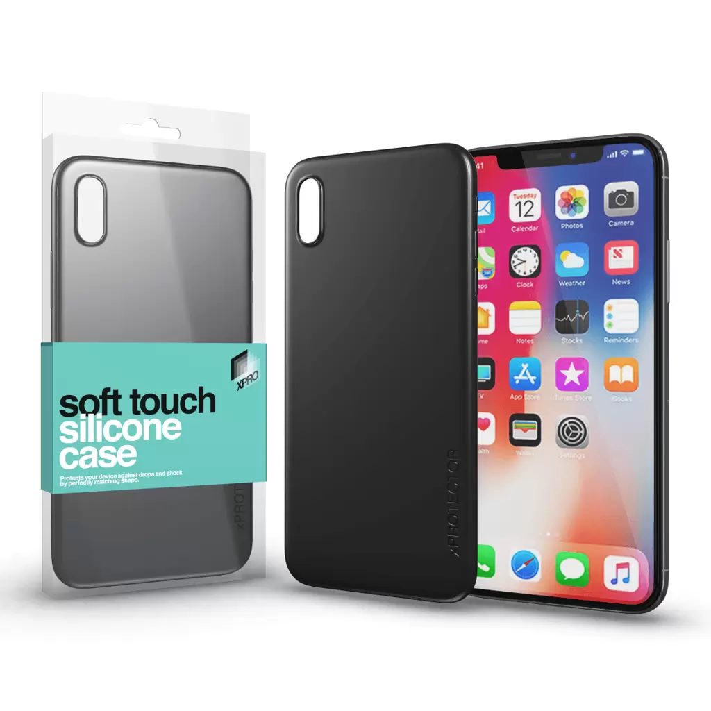 XPRO™ Soft Touch szilikon tok fekete Apple iPhone X készülékhez Szilikon tok Soft-touch felülettel